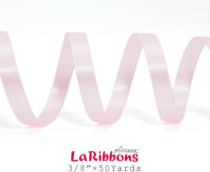 LaRibbons Light Pink Satin Ribbon 3/8 Inch 50 Yards Thin Luxury Double Faced Pink Silk Ribbon for Gift Wrapping Flower Bouquet Crafts Wedding BabyShower Decoration - Crafty Corner