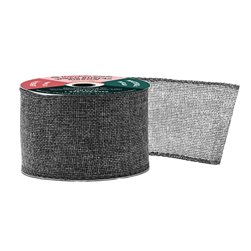 2 1 2 Inch Wide Gray Wired Burlap Ribbon for Crafts