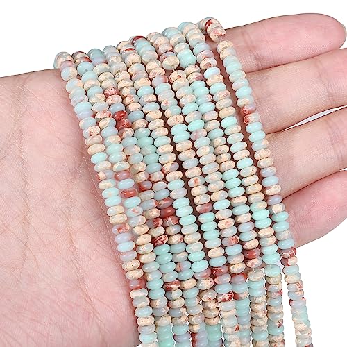 Natural Shoushan Disk Stone Beads 4x2mm 160pcs Rondelle Loose Semi Gemstone Beads for Jewelry Making Design (160 Count)