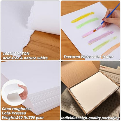 150 Sheets 100% Cotton Watercolor Paper Bulk (150 Count)