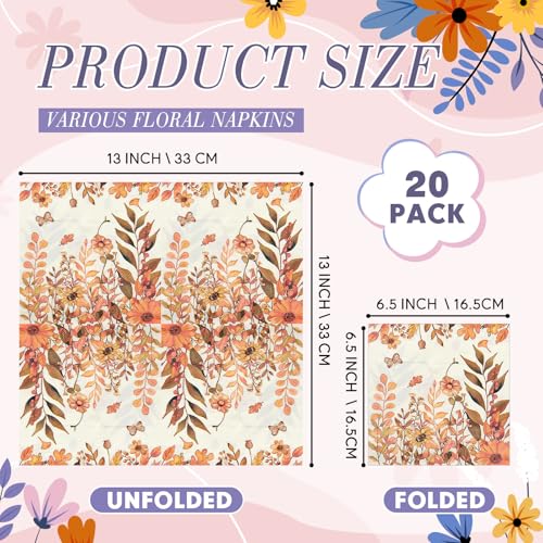 20 Pack Decoupage Napkins Floral Cocktail Decorative Paper Napkins (20 Count)