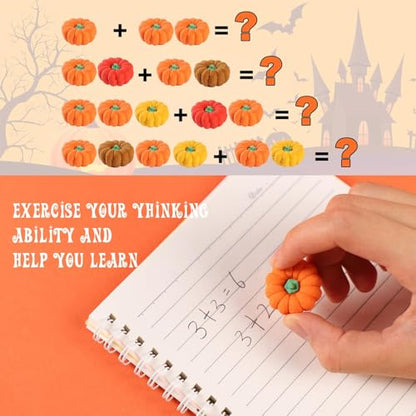 120Pcs 3D Pumpkin Erasers Bulk