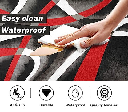 Kitchen Mats for Floor red Kitchen Rugs Modern Abstract Circle Anti Fatigue Kitchen Mats Waterproof Floor Mats Cushioned Non