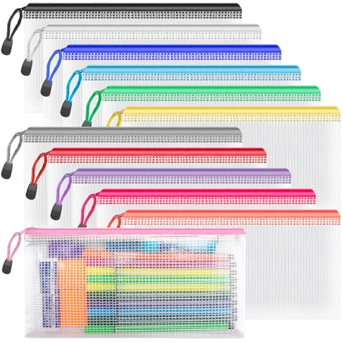 12 Pack A6 Mesh Zipper Pouch Bags (12 Count)