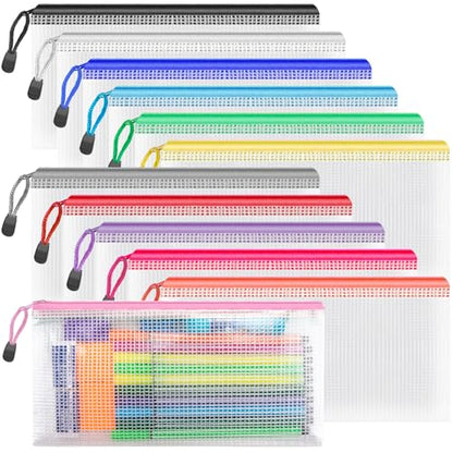 12 Pack A6 Mesh Zipper Pouch Bags (12 Count)