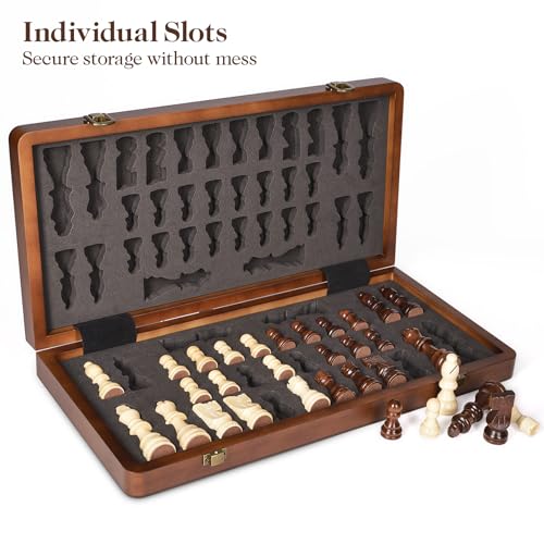 15" Wooden Chess Set with Magnetic Pieces