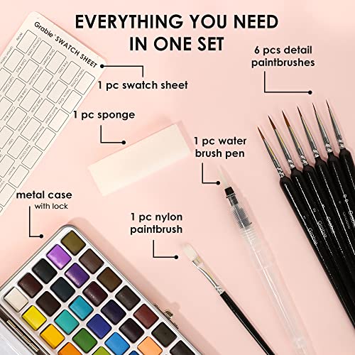 50 Color Watercolor Paint Set with Brush Pens (12.5 Ounce)