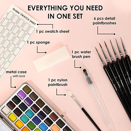 50 Color Watercolor Paint Set with Brush Pens (12.5 Ounce)