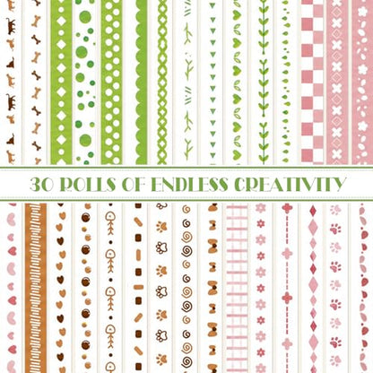 30 Rolls Pastel Floral Washi Tape Set (30 Count)