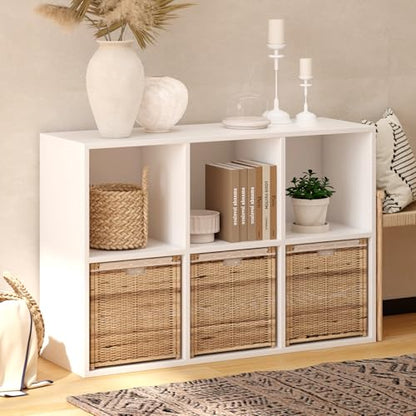 Wooden 6 Cube Storage Organizer with Closed Back Panel