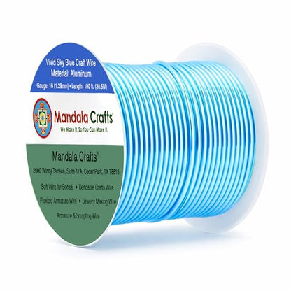 16 Gauge Vivid Sky Blue Anodized Aluminum Craft Wire