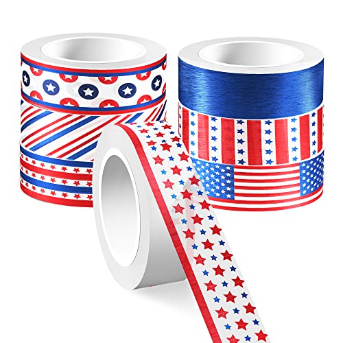 Washi Tape 12 Rolls Washi Tape Set Patriotic Packing Tape American Flag Washi Masking Tape Decorative Paper Stickers Decorative Tape for Gifts Wrapping DIY Art Crafts (200 Foot)