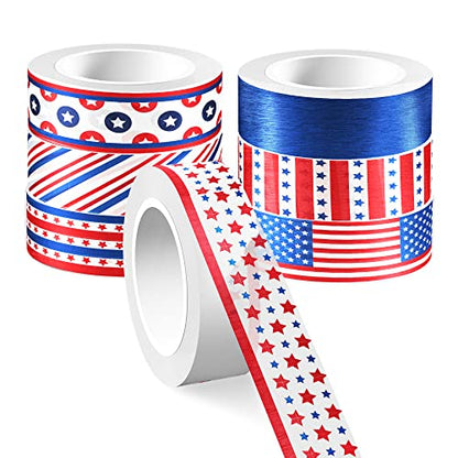 Washi Tape 12 Rolls Washi Tape Set Patriotic Packing Tape American Flag Washi Masking Tape Decorative Paper Stickers Decorative Tape for Gifts Wrapping DIY Art Crafts (200 Foot)