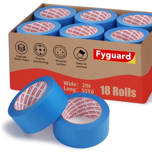 18Rolls Painters Tape 2 Inch Wide Bulk Blue Painters Tape for Wall Painting (18 Count)