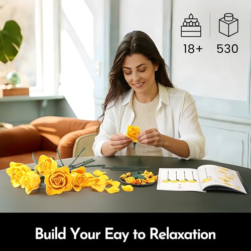 Rose Flower Bouquet Building Set for Adults