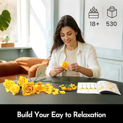 Rose Flower Bouquet Building Set for Adults