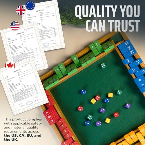 Shut The Box Game Wooden Board for 4 Players