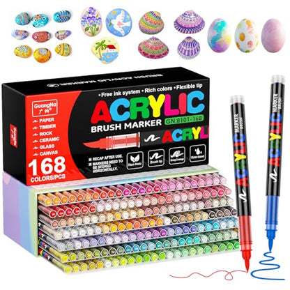 Acrylic Paint Markers for Coloring 168 Colors with 30% More Ink (168 Count)
