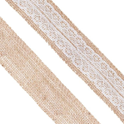 1 Inch Wide Burlap and Lace Ribbon for Crafts