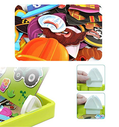 Magnetic Puzzles Face Dress Up Travel Game Double Side Preschool Educational Learning Toy for Kids (78 Count)