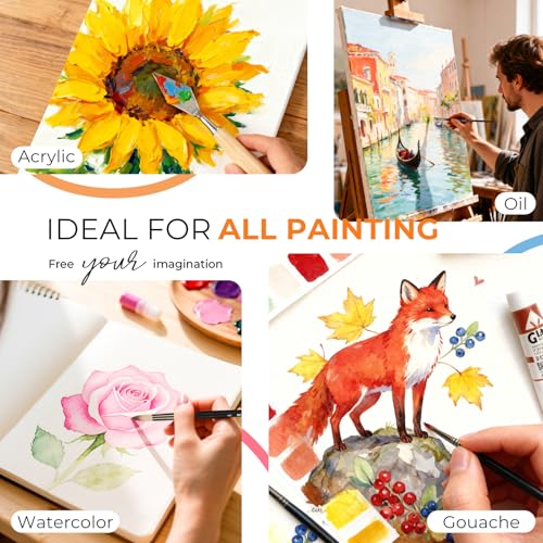 26pcs Professional Paint Brush Set with Palette Knife & Canvas Roll (26 Count)