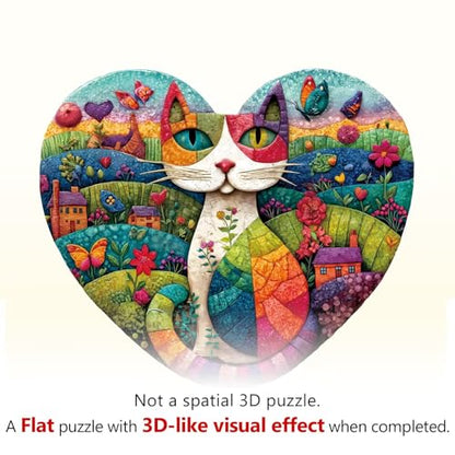Mosaic Meadow Cat Puzzles Adults Gifts for Women Men Wooden 90 Pieces 8.5 x 7.2in