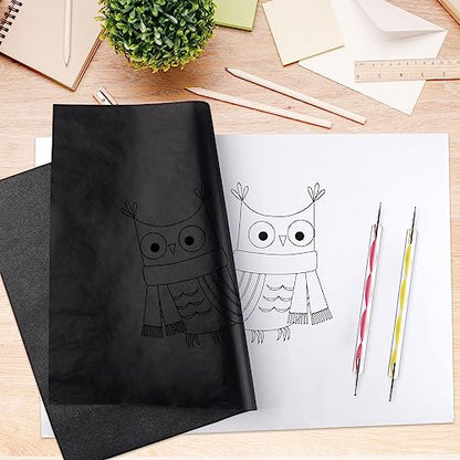 150 Sheets Black Carbon Copy Paper and Tracing Paper with Tool Set (150 Count)