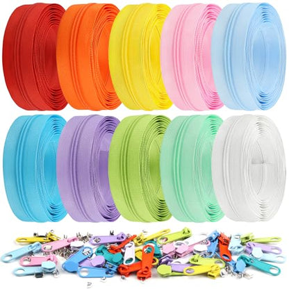 31 Yards 10 Pieces Sewing Zippers #3 Nylon Coil Zippers Assorted Zipper for Sewing with 40 Zipper Sliders for Tailor Sewing Crafts Supplies