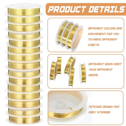 15 Pcs 5 Size Copper Wire 18 20 22 26 32 Gauge Tarnish Resistant Jewelry Wire for Jewelry Making 121 Yard Metal Beading Crafting (370.56 Foot)