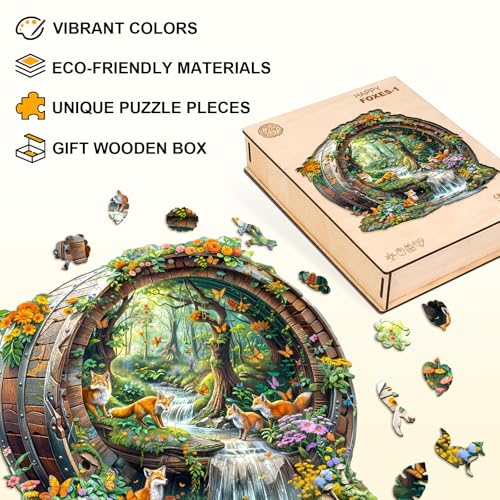 Wooden Puzzles Adults Fox Jigsaw Puzzle 13.4 * 12.8in (255 Count)