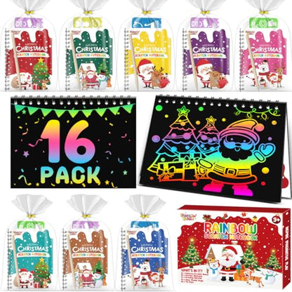 16 Pack Christmas Scratch Notebook Art Party Favors for Kids (16 Count)