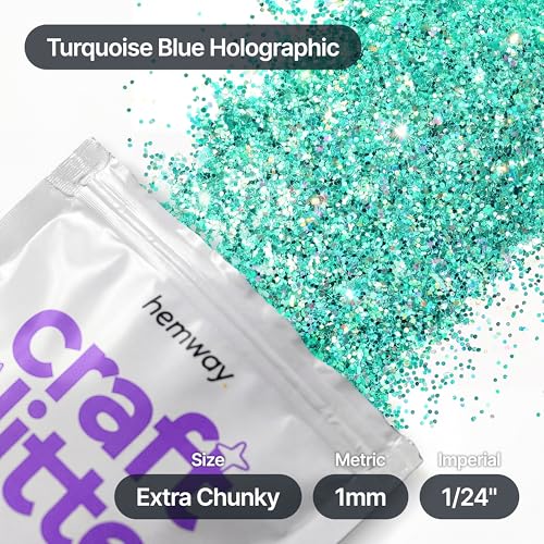 Craft Glitter Turquoise Blue Holographic 100g Extra Chunky Glitter (100 Gram)