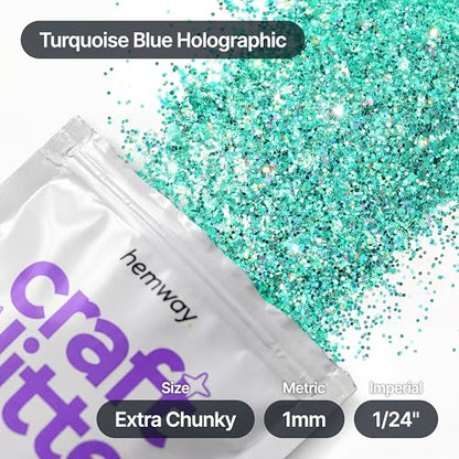 Craft Glitter Turquoise Blue Holographic 100g Extra Chunky Glitter (100 Gram)