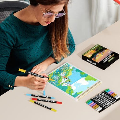 12 Colors Precision Dual Tip Acrylic Paint Markers Pens (12 Count)