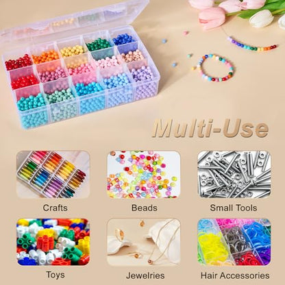 15 Grids Large Plastic Organizer Box with Adjustable Dividers