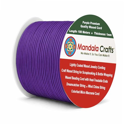 1mm Purple Cotton Waxed Cord for Jewelry Making (327 Foot)