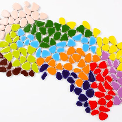454g (1 LB) Ceramic Mosaic Tile for Crafts Bulk Mini Pebbles Glass Mosaic Tile Supplies, Petal Irregular Broken Ceramic Tiles for Mosaics Craft Kits Green Mix (OP300) (220 .)