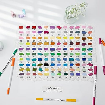 Adult Coloring Book Markers 120 Color Dual Tip Water (120 Count)