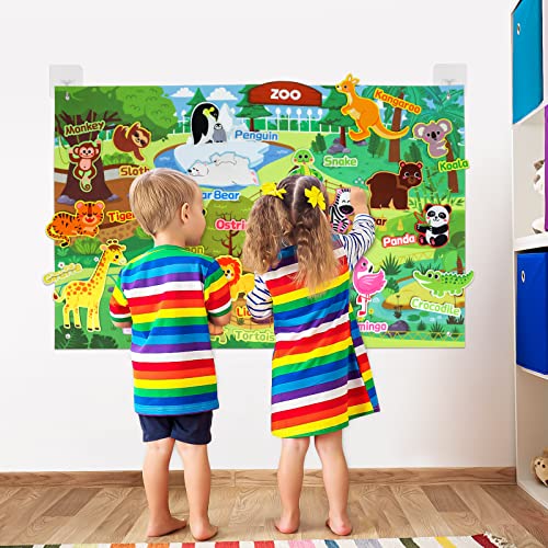 43x28 inch Zoo Animals Felt Story Board Set (41 Count)