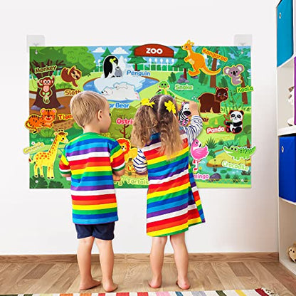 43x28 inch Zoo Animals Felt Story Board Set (41 Count)