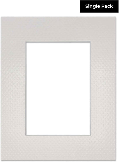 11x14 Mat Bevel Cut for 8.5x11 Photos - Acid Free Golf Ball Texture Precut Matboard With Backing Board and Crystal Clear, Self Seal Mat Bag - For Pictures, Framing - 4-ply Thickness