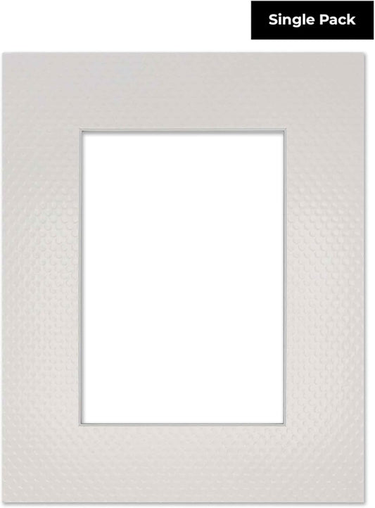 11x14 Mat Bevel Cut for 8.5x11 Photos - Acid Free Golf Ball Texture Precut Matboard With Backing Board and Crystal Clear, Self Seal Mat Bag - For Pictures, Framing - 4-ply Thickness