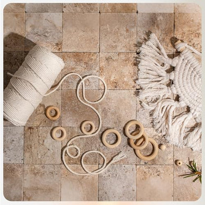 227pcs Macrame Kits 3mm 115yards Wall Hanging Natural Cotton Macrame Cord with Wooden Beads & Rings Wooden Sticks