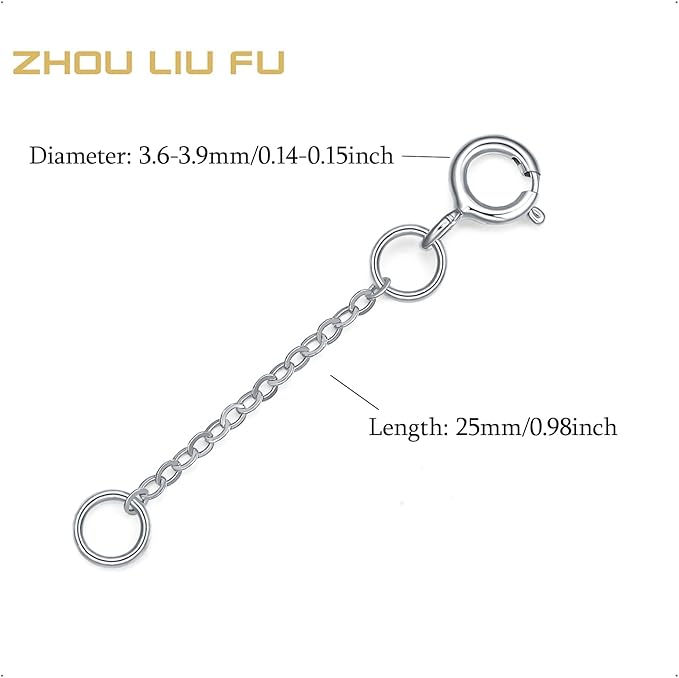 ZHOU LIU FU 18K/750 Real White Gold Extender for Necklace Bracelet Anklet Extenders for Jewelry Gold Extension for Women Men Durable Adjustable Chain Accessories 0.98Inch/2.5cm C218898