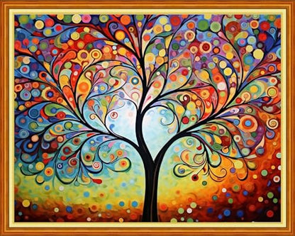 Magic Night Light Tree 16x20 inch 11CT Embroidery Patterns Art Crafts DIY Needlepoint Kits for Beginners Adults All Ages Modern Multicolor Nature