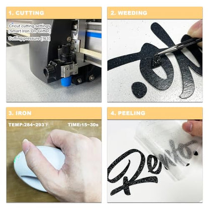 Black Glitter HTV Heat Transfer Vinyl Rolls