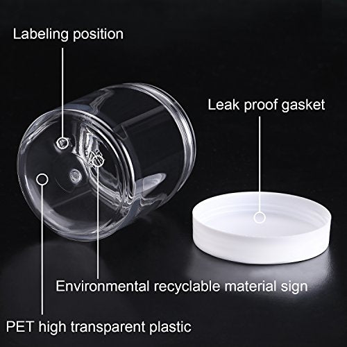 12 Pack 8 oz Plastic Container Jars with Lids Round (96 Count)