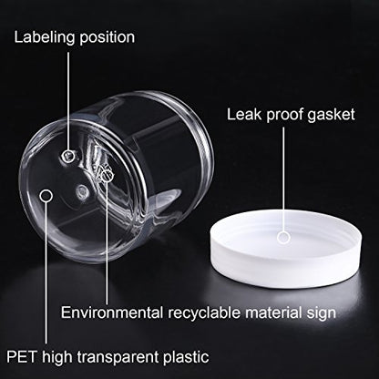 12 Pack 8 oz Plastic Container Jars with Lids Round (96 Count)
