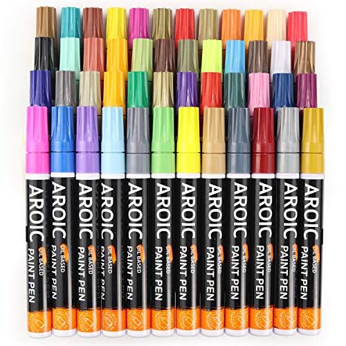 48 Pack Oil Based Paint Markers Medium Tip Rock Painting Pens (48 Count)
