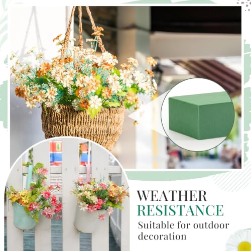 8 Pcs Green Reusable Floral Foam Blocks Water Weather Resistant Dry Floral Foam for Artificial Flower Arrangements Outdoor Hanging Florist Plant Bases for DIY Wedding